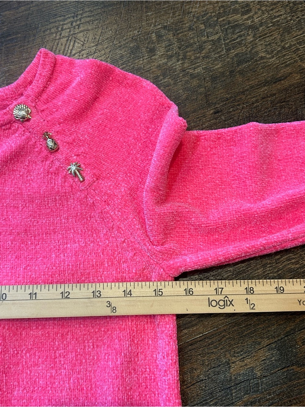 Lilly Pulitzer Hot Pink Crewneck Sweater with Button Detail - Picture 7 of 9